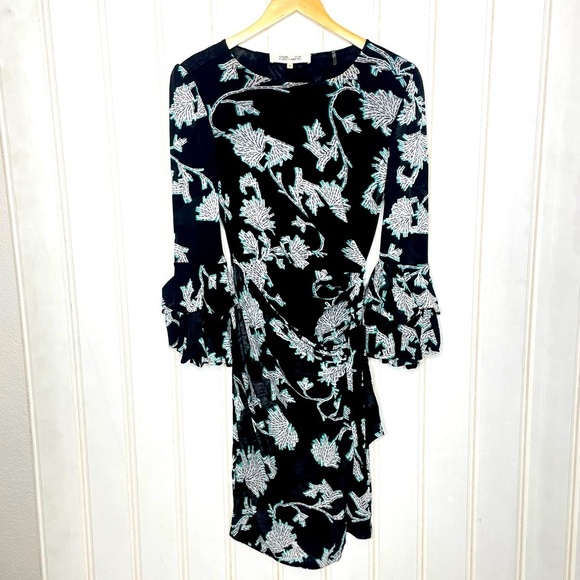 Diane Von Furstenberg Faridah Floral Mesh Dress sz M 93 - Picture 2 of 11